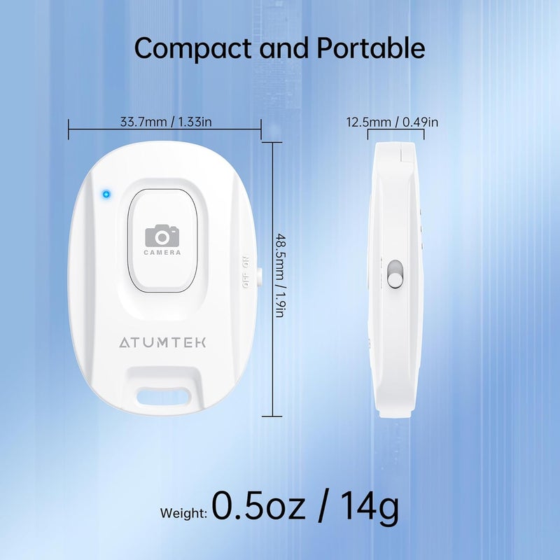 ATUMTEK Camera Remote Shutter for iPhone and Android Smartphones (2 Pack), Wireless Phone Remote Control Selfie Button for Photos and Videos (Bluetooth 5.2), Wrist Strap Included, White - Image 5